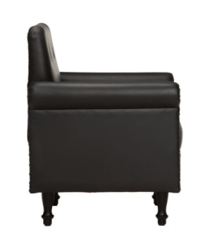 Fotoliu, negru, piele naturală - WOODBB1374