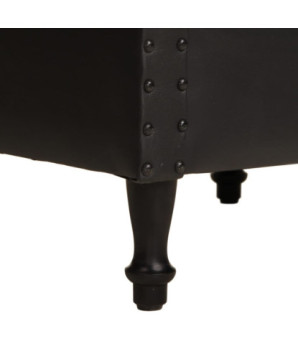 Fotoliu, negru, piele naturală - WOODBB1374