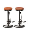 Scaune de bar, 2 buc., negru și maro, piele naturală de capră - WOODBB1377 Scaune de bar, 2 buc., negru și maro, piele naturală de capră - WOODBB1377