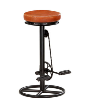 Scaune de bar, 2 buc., negru și maro, piele naturală de capră - WOODBB1377