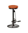 Scaune de bar, 2 buc., negru și maro, piele naturală de capră - WOODBB1377 Scaune de bar, 2 buc., negru și maro, piele naturală de capră - WOODBB1377