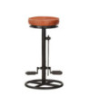 Scaune de bar, 2 buc., negru și maro, piele naturală de capră - WOODBB1377 Scaune de bar, 2 buc., negru și maro, piele naturală de capră - WOODBB1377