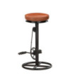 Scaune de bar, 2 buc., negru și maro, piele naturală de capră - WOODBB1377 Scaune de bar, 2 buc., negru și maro, piele naturală de capră - WOODBB1377