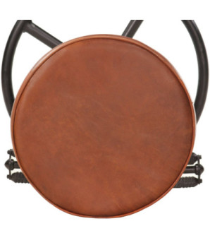 Scaune de bar, 2 buc., negru și maro, piele naturală de capră - WOODBB1377