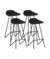 Scaune de bar, 4 buc., negru, piele naturală, cu aspect industrial - WOODBB1379 Scaune de bar, 4 buc., negru, piele naturală, cu aspect industrial - WOODBB1379