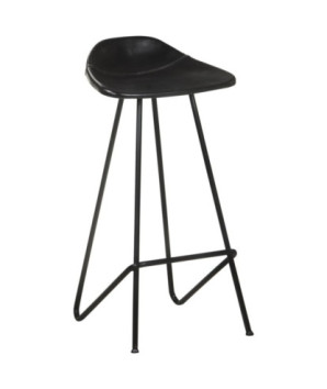 Scaune de bar, 4 buc., negru, piele naturală, cu aspect industrial - WOODBB1379