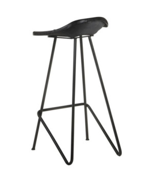 Scaune de bar, 4 buc., negru, piele naturală, cu aspect industrial - WOODBB1379