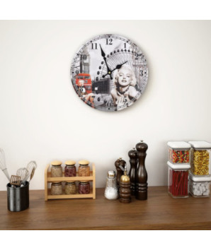 Ceas de perete vintage Marilyn Monroe, 30 cm, cu aspect retro - WOODBB1388