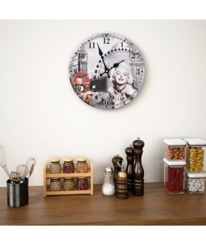 Ceas de perete vintage Marilyn Monroe, 30 cm, cu aspect retro - WOODBB1388