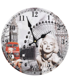 Ceas de perete vintage Marilyn Monroe, 30 cm, cu aspect retro - WOODBB1388
