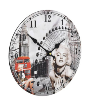 Ceas de perete vintage Marilyn Monroe, 30 cm, cu aspect retro - WOODBB1388