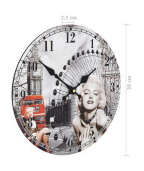 Ceas de perete vintage Marilyn Monroe, 30 cm, cu aspect retro - WOODBB1388