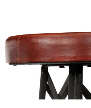 Scaune de bar, 2 buc., piele naturală, cu aspect industrial - WOODBB1392