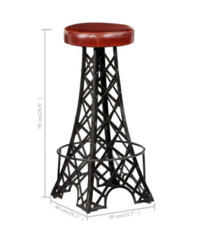 Scaune de bar, 2 buc., piele naturală, cu aspect industrial - WOODBB1392