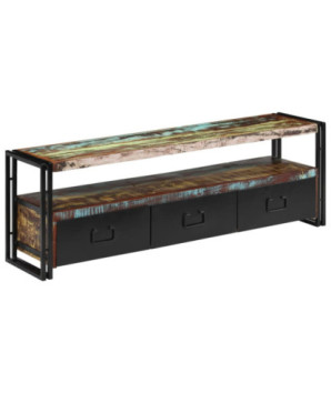 Comodă TV cu picioare, aspect vintage, din lemn masiv reciclat, 120 x 30 x 40 cm, handmade