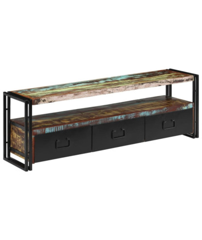 Comodă TV cu picioare, aspect vintage, din lemn masiv reciclat, 120 x 30 x 40 cm, handmade