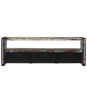 Comodă TV cu picioare, aspect vintage, din lemn masiv reciclat, 120 x 30 x 40 cm, handmade