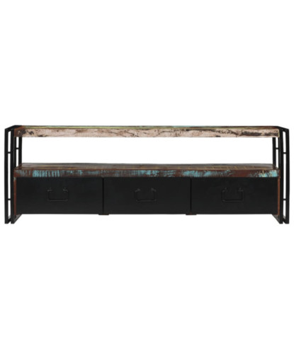 Comodă TV cu picioare, aspect vintage, din lemn masiv reciclat, 120 x 30 x 40 cm, handmade