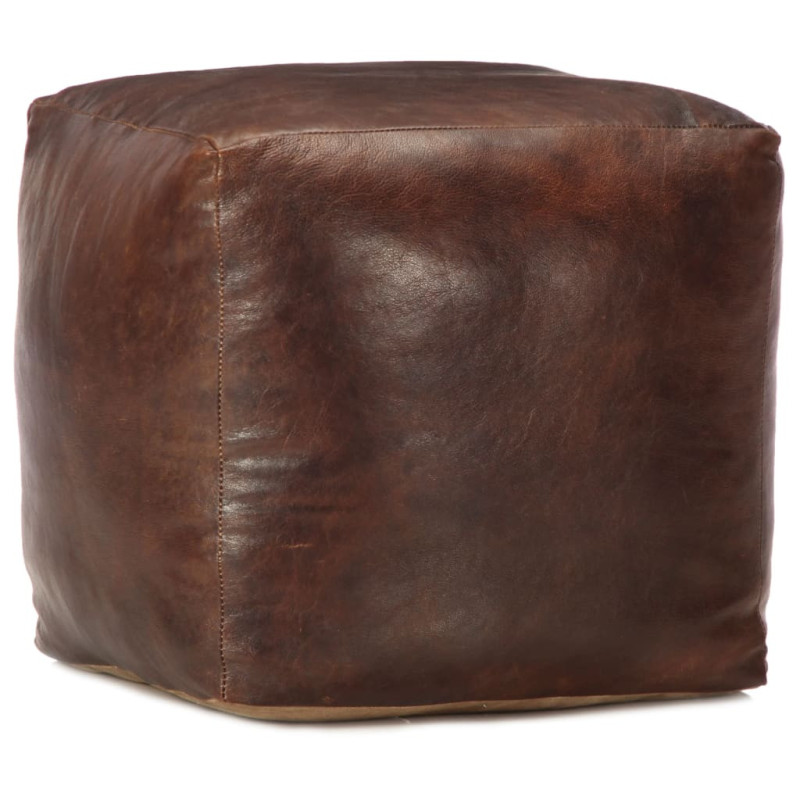 Taburet maro închis 40x40x40 cm piele naturală de capră - WOODBB1401 Taburet maro închis 40x40x40 cm piele naturală de capră - WOODBB1401