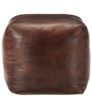 Taburet maro închis 40x40x40 cm piele naturală de capră - WOODBB1401