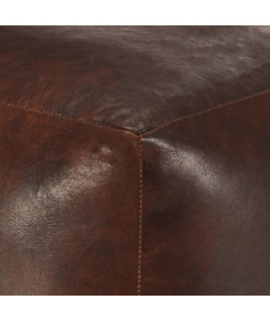 Taburet maro închis 40x40x40 cm piele naturală de capră - WOODBB1401