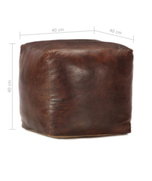 Taburet maro închis 40x40x40 cm piele naturală de capră - WOODBB1401