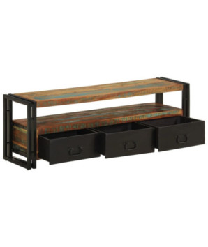 Comodă TV cu picioare, aspect vintage, din lemn masiv reciclat, 120 x 30 x 40 cm, handmade