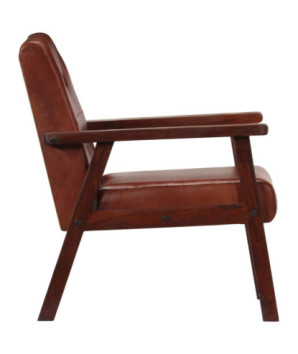 Fotoliu, maro, piele naturală - WOODBB1402