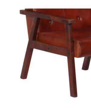 Fotoliu, maro, piele naturală - WOODBB1402