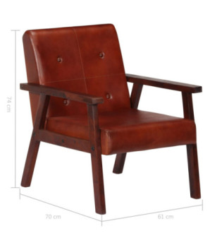 Fotoliu, maro, piele naturală - WOODBB1402