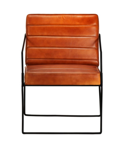 Fotoliu, cafeniu, piele naturală - WOODBB1403