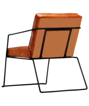 Fotoliu, cafeniu, piele naturală - WOODBB1403