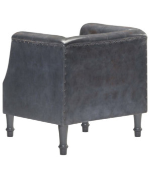 Fotoliu, gri, piele naturală, cu aspect vintage - WOODBB1404