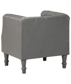 Fotoliu, gri, piele naturală, cu aspect vintage - WOODBB1404