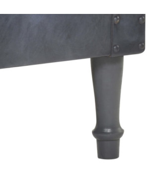 Fotoliu, gri, piele naturală, cu aspect vintage - WOODBB1404