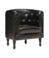 Fotoliu, negru, piele naturală - WOODBB1405