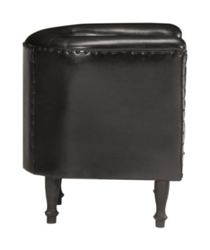 Fotoliu, negru, piele naturală - WOODBB1405