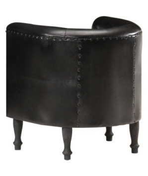Fotoliu, negru, piele naturală - WOODBB1405