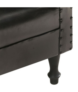 Fotoliu, negru, piele naturală - WOODBB1405