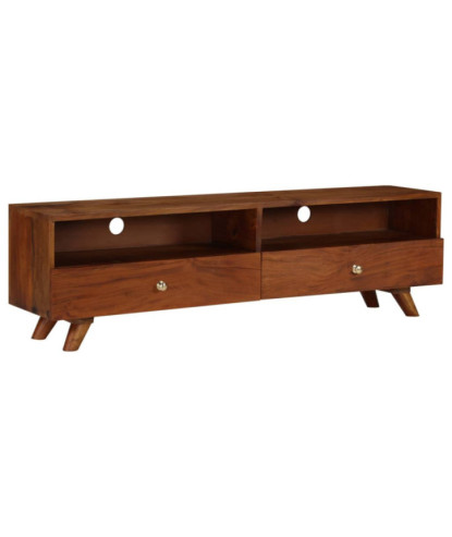 Comodă TV cu picioare, aspect retro, din lemn masiv reciclat, 140 x 30 x 40 cm, handmade