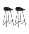 Scaune de bar, 2 buc., negru, piele naturală, cu aspect industrial - WOODBB1406 Scaune de bar, 2 buc., negru, piele naturală, cu aspect industrial - WOODBB1406