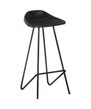 Scaune de bar, 2 buc., negru, piele naturală, cu aspect industrial - WOODBB1406