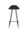 Scaune de bar, 2 buc., negru, piele naturală, cu aspect industrial - WOODBB1406 Scaune de bar, 2 buc., negru, piele naturală, cu aspect industrial - WOODBB1406