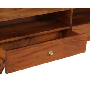 Comodă TV cu picioare, aspect retro, din lemn masiv reciclat, 140 x 30 x 40 cm, handmade