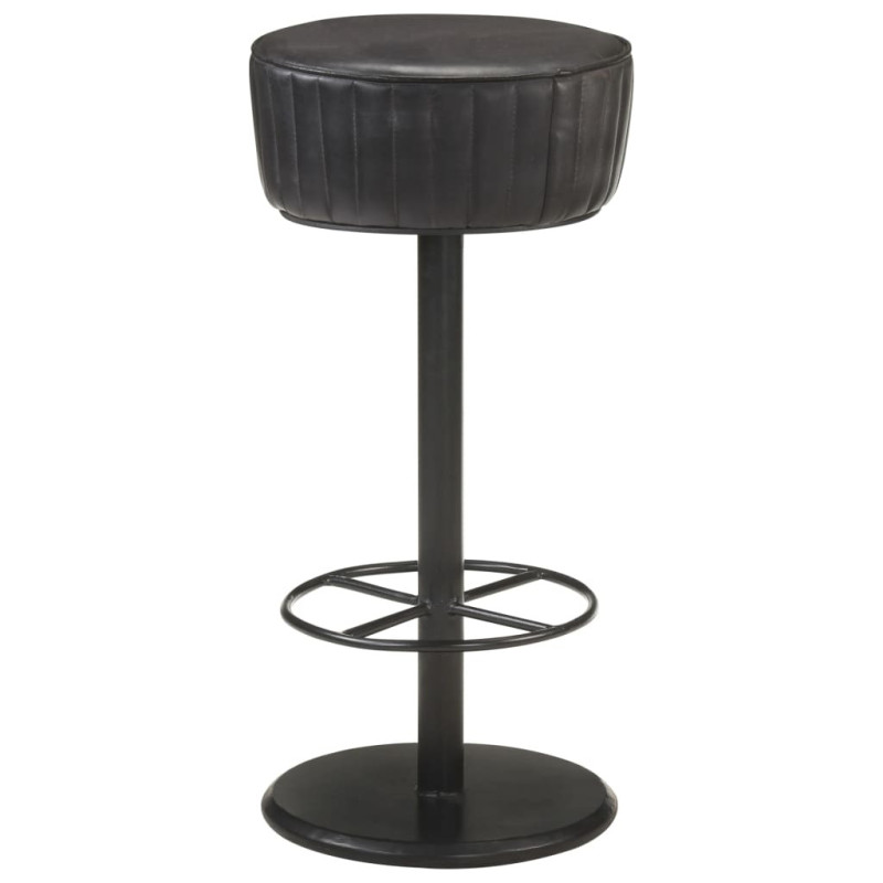 Scaun de bar, negru, piele naturală - WOODBB1416 Scaun de bar, negru, piele naturală - WOODBB1416