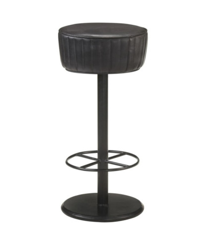 Scaun de bar, negru, piele naturală - WOODBB1416