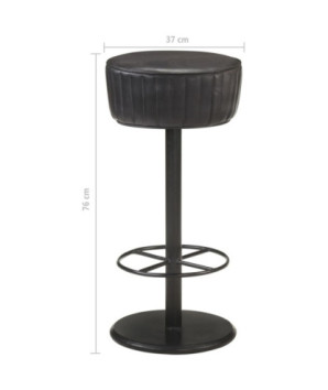 Scaun de bar, negru, piele naturală - WOODBB1416