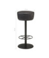 Scaun de bar, negru, piele naturală - WOODBB1416 Scaun de bar, negru, piele naturală - WOODBB1416