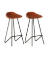 Scaune de bar, 2 buc., maro, piele naturală, cu aspect industrial - WOODBB1425 Scaune de bar, 2 buc., maro, piele naturală, cu aspect industrial - WOODBB1425
