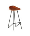 Scaune de bar, 2 buc., maro, piele naturală, cu aspect industrial - WOODBB1425 Scaune de bar, 2 buc., maro, piele naturală, cu aspect industrial - WOODBB1425